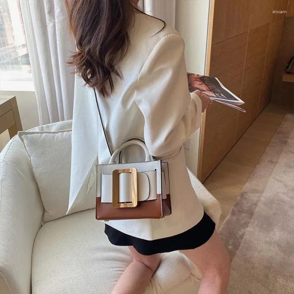 

Shoulder Bags Leather Handbag Vintage Genuine Panelled Style Designer Flap Messenger Bag Women Single Satchels Fashion Crossbody, Brown
