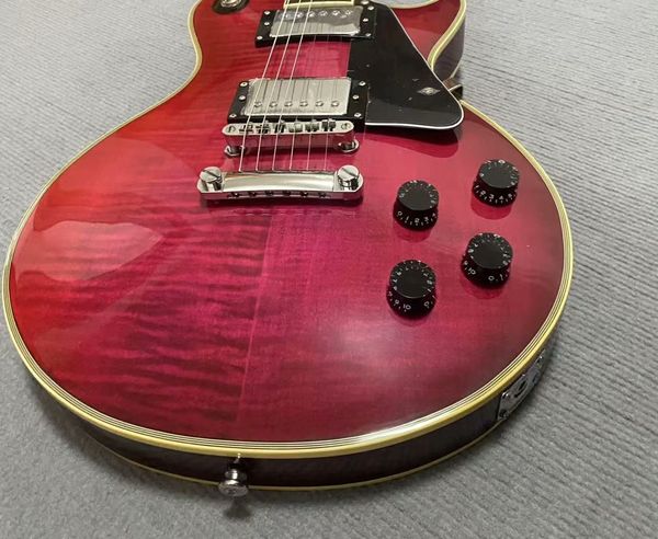 

Crimson Burst Single-Cut Guitar - Dual Humbuckers & Black Guard | Pro Tuning Stability