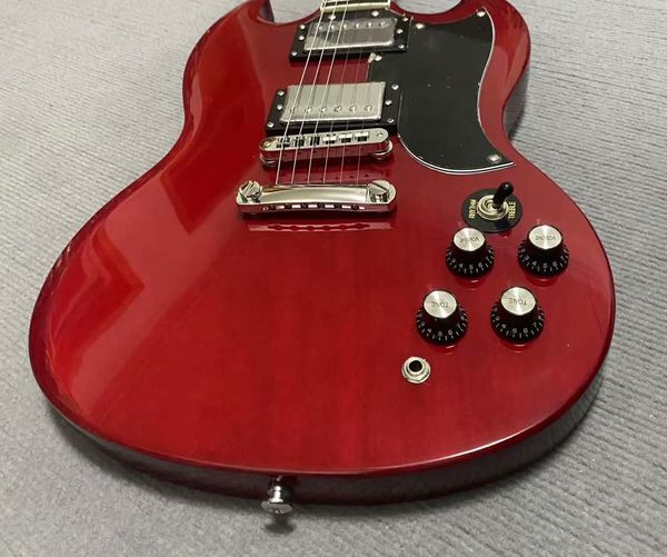 

Sleek Red Double-Cut Electric Guitar w/ Humbuckers & Metallic Hardware - Rock Ready