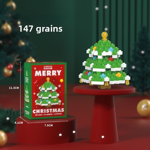 

Christmas block toys for children; assemble a Christmas tree, Santa Claus train, sleigh, holiday gift., Multicolor