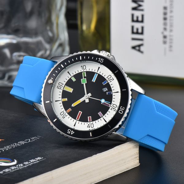 

Original Brand Watches for Men Business Casual Rubber Strap Quartz Chronograph Function Automatic Date Top Male Clock, 01a