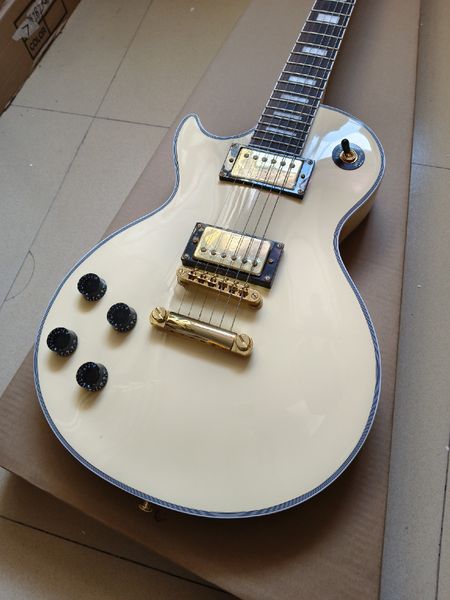 

Cream & Gold Electric Guitar - Dual Pickups, Ebony Fretboard & Contrast Binding