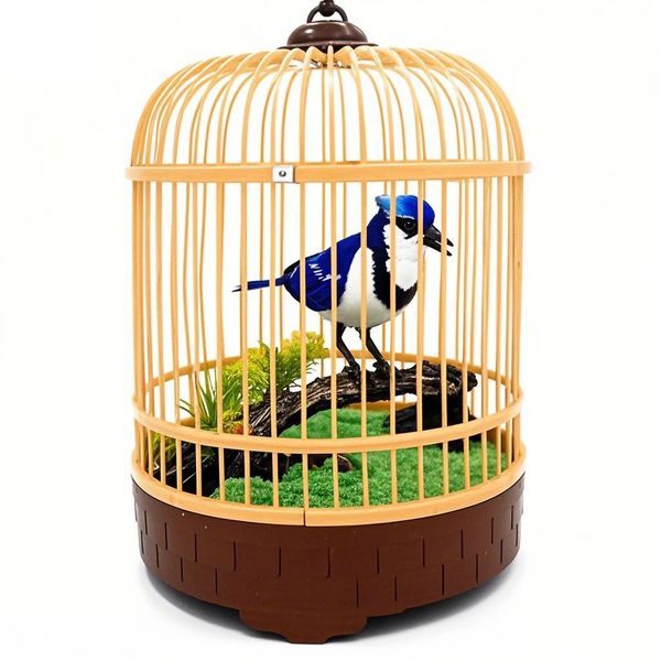 

Upgraded/Voice controlled bird will move and call parrot Western Knight simulation couple bird fun children's sensing toy pen holder gift