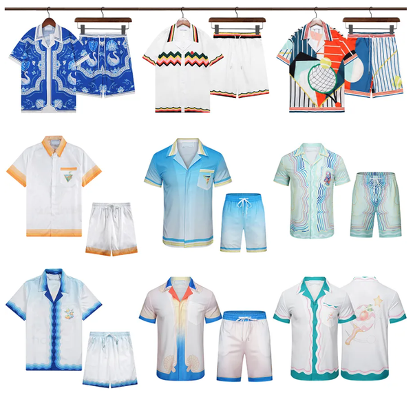 Designer Men T Shirt and shorts Set Summer Casual Print Lapel Shirt and Short Mens Womens Loose Fit Silk Shirt High Quality Tees Tour Tshirt Size M-3XL