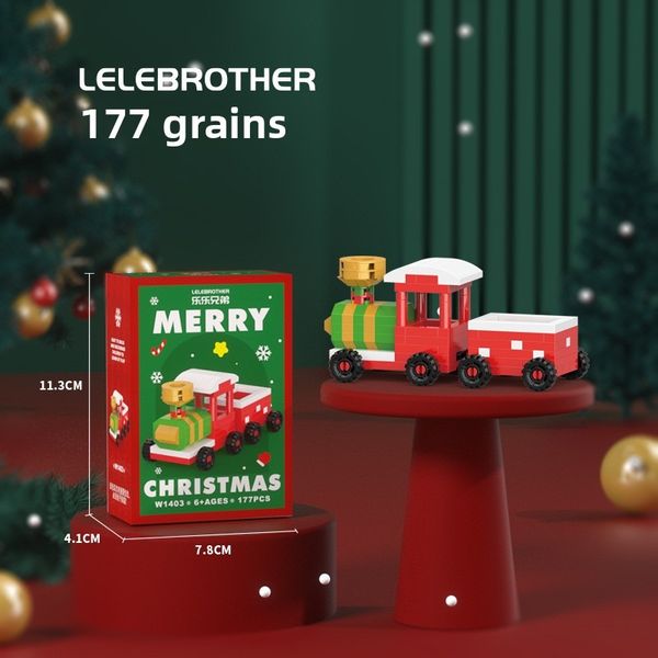 

Parent child interactive children's Christmas building block toys; Assembling Christmas trees, Santa Claus trains, sleds, holiday gifts, Multicolor