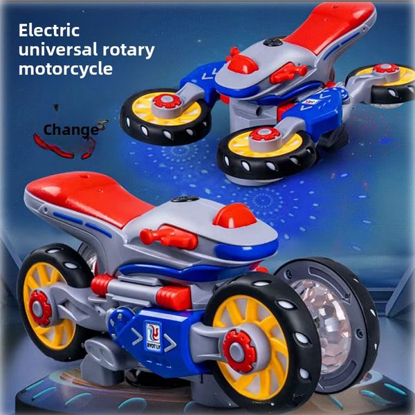 

Holiday children's gifts electric stunts deformation motorcycle toys boy universal rotation light music car wholesale, Cool four-wheel spinning motorcycle