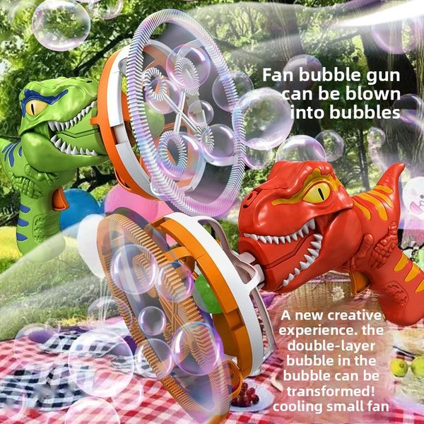 

Bubble machine 250ml bubble solution / New children's handheld electric dinosaur fan bubble gun outdoor toys for boys and girls