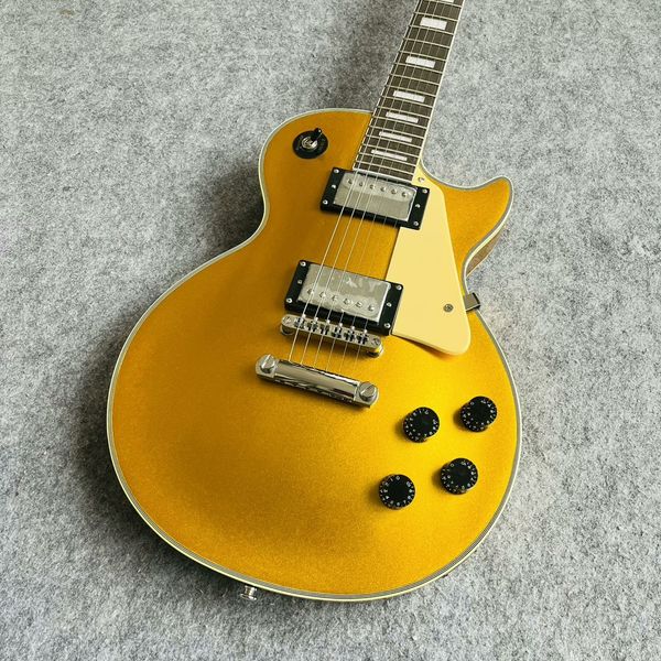 

Golden Glow Single-Cut Guitar: Black-Framed Humbuckers & White Binding - Rock Precision