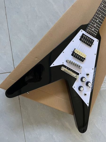 

Jet Black V-Shaped Electric Guitar - Dual Contrast Pickups & Metallic Hardware