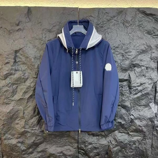 

Men's Jackets Designer Windproof and Handsome Hooded Printed Jacket Letter Korean Edition Casual Jacket, Blue