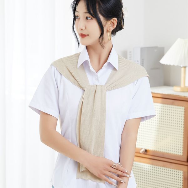 K766 Ice silk shawl exterior for women knitted new style for decoration in summer thin knotted solid color neck protection air-conditioned room scarf crest