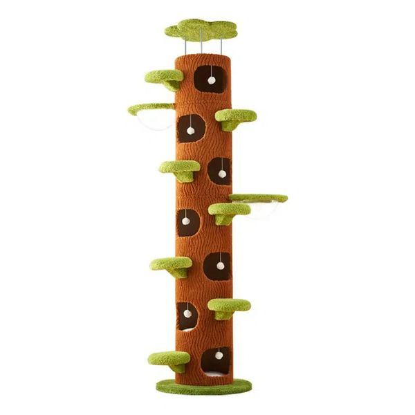 

Cat Climbing Tree with Space Pod Cat Bed - Non-Wooden Skyscraper Tower & Sisal Toy, Cat Tree Eco-Friendly Solid Timber Multi-Level Large Cat Tree Tower, High, Brown