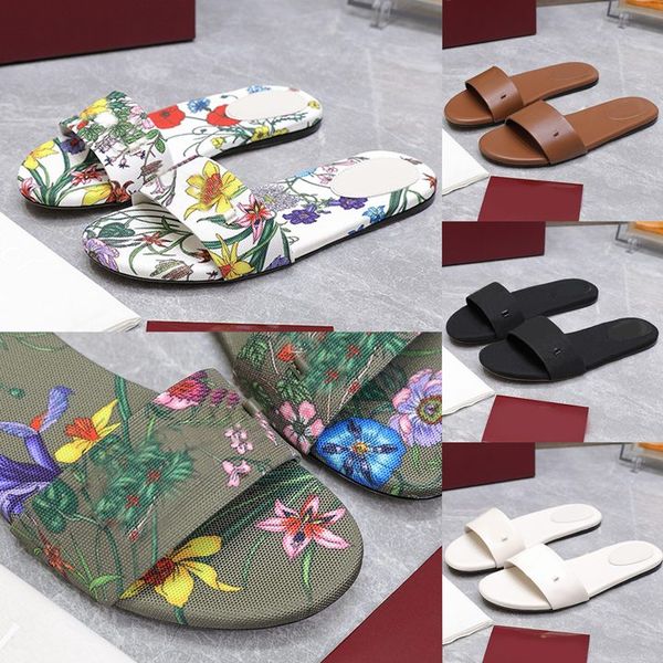 Designer Beach Flats Sandals New 25s Floral Printed Canvas Women Slippers Top Quality Printing Slides Summer Slipper Shoes Gold-toned Horse Warm Room Slide Size 35-42