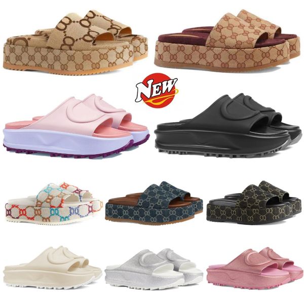 

Designer Sandals Slipper Summer Platform Sandals Thick Heels Men Women Luxury Slides Rubber Sole Flatsole featuring embossed SIZE 35-45 012, #30