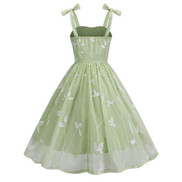 

039-A light green dress with polka dots, Aqua