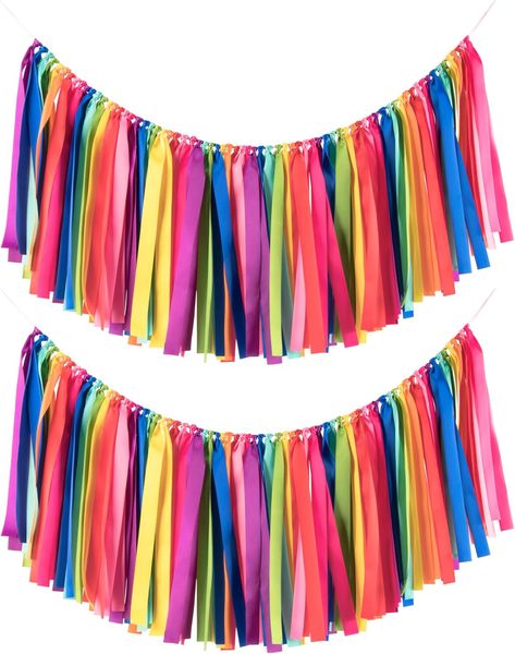 2 Packs Pastel Rainbow Ribbon Garland 40 inches for Baby Shower, Birthday Party Decoration,Nursery, Rainbow Banner,Photography Prop Banner Backdrop Decor