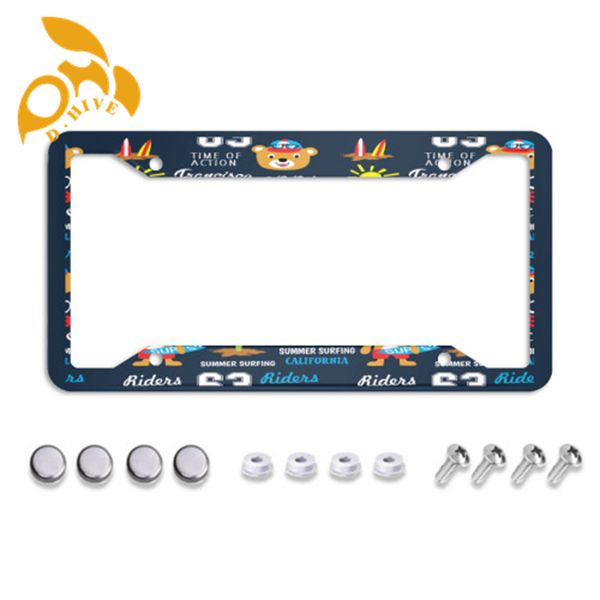 Free Shipping new designer customized Exterior Accessories License Plate Frames fashion printing Four holes