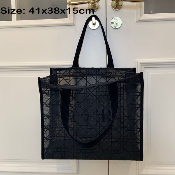 

Designer Black Mesh Lace Rattan Plaid Shoulder Tote Storage Bag VIP Gift Lipstick Organizer Clutch Holder for Travelling Toiletry Shopping