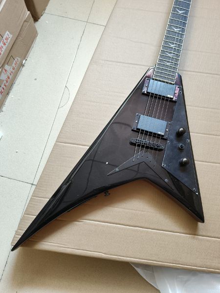 

Classic Flying V-Style Guitar: Glossy Black Finish, Dual Humbuckers & Aggressive Aesthetic