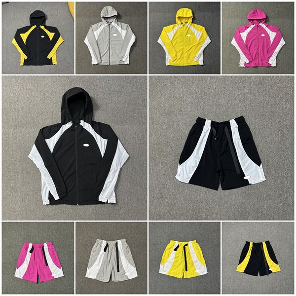 

Men's Tracksuits Designer Color blocking assault suit thin jacket sports shorts men's and women's loose casual suit, Brown
