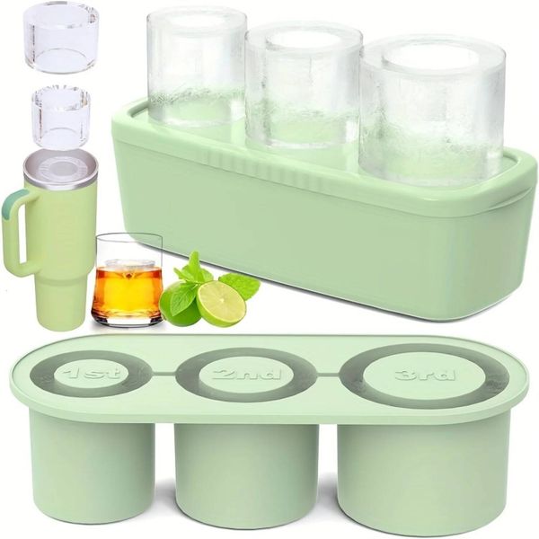 Stackable 3-Piece Silicone Ice Cube Trays With Lids Flexible, Easy Release Molds For Whiskey, tails & More - Includes 20