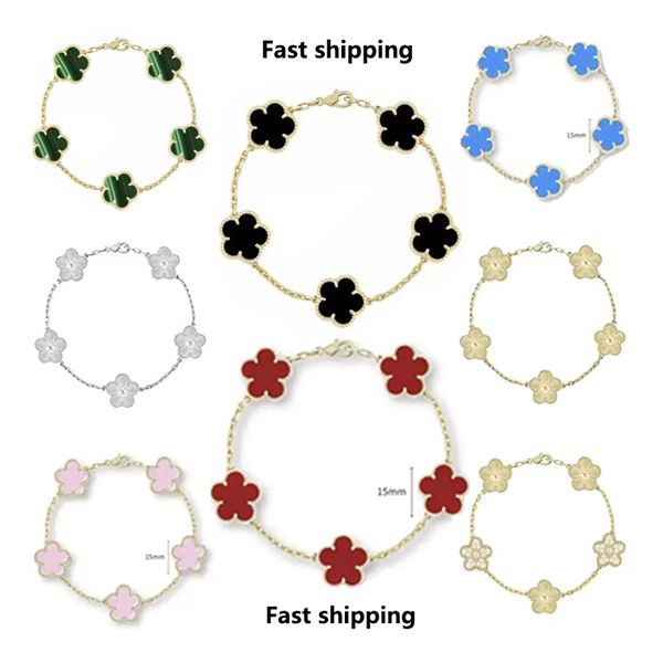 

Four leaf clover bracelet designer bracelet for women classic charm jewelry mother of pearl moissanite white black red bracelet for men jewlery fast shipping