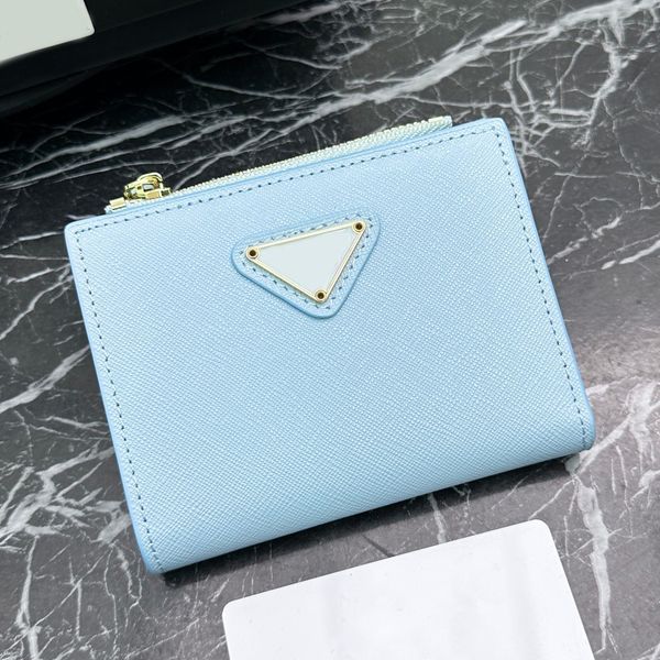 

Luxury Wallet Coin Pouch Cardholder High Quality Leather Interior Slot Pocket Zipper Poucht Short Wallet Photo Holder Card Holders Designer Wallets For Women, Sky blue