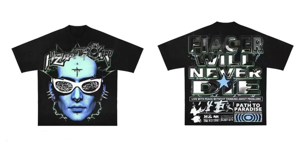 

Magic Glasses Forehead Jesus Cross Portrait Print tee, Black