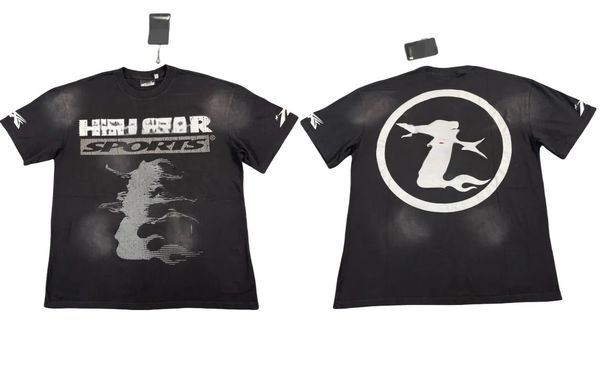 

Silver Grey Side Face Goddess Logo Printed Washed Version Tee, Black