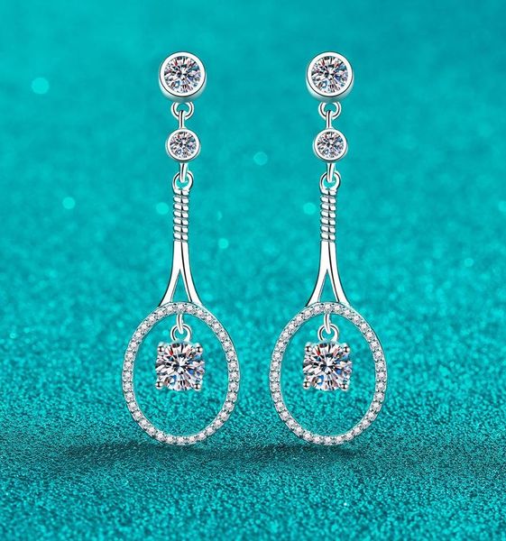 

925 Sterling Silver PT950 Plated Moissanite Long Tassel Drop Earrings with Luxury Design