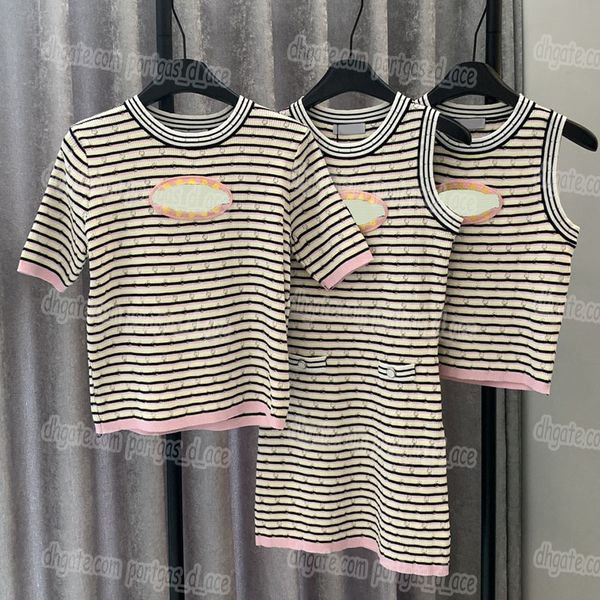 

Brand Women Knits Knitted t Shirt Vest Dress Designer Striped Short Sleeve Tees Summer Slim Fit Sports Tennis Tanks Tops, #1