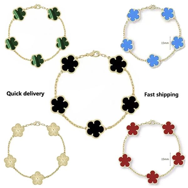 

Four leaf clover bracelet charm designer bracelets for women gold bracelet luxury jewelry mother of pearl moissanite black red bracelet designer fast shipping