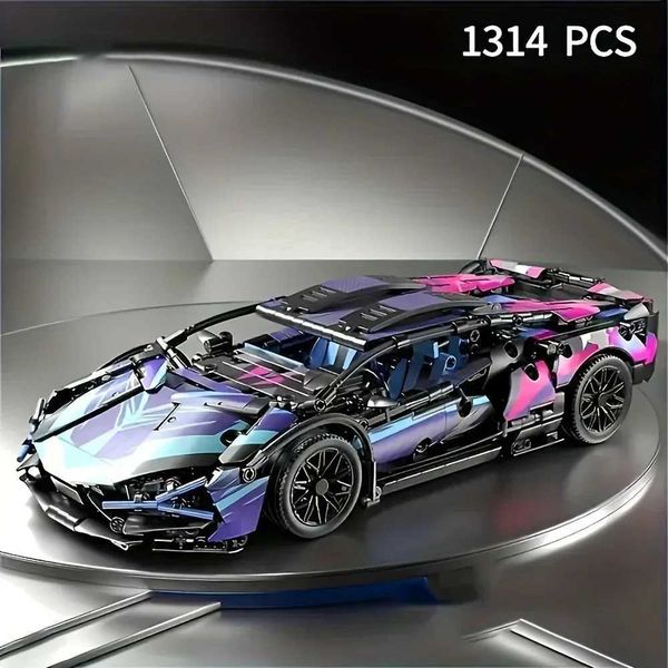 1 14 Scale Super Car Building Block Assembel Car Building Kits 67128 1314PCS Building Kits for Adults Kids Birthday Gift W250522