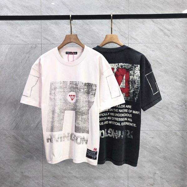 Distressed Crackle Graphic Tee Oversized Vintage Washed Cotton T-Shirt for Streetwear Men Women 25ss 0522