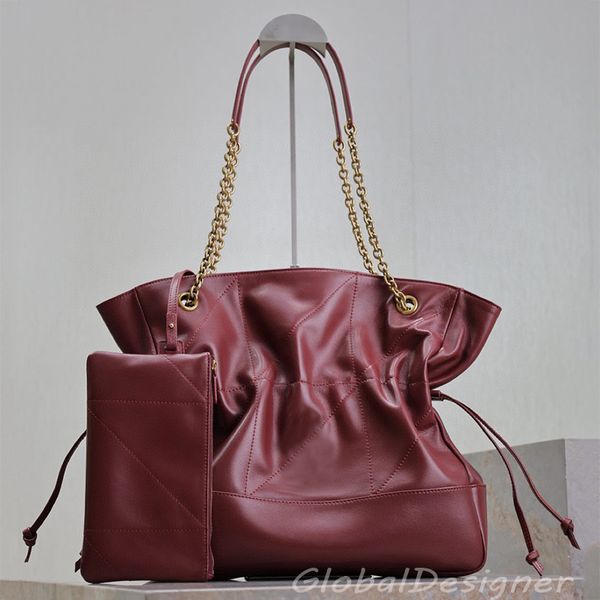 

genuine leather designer shoulder bag jamie shopping bag luxury women bucket bags black drawstring hobos crossbody soft lambskin large purse removable zip pouch 9A