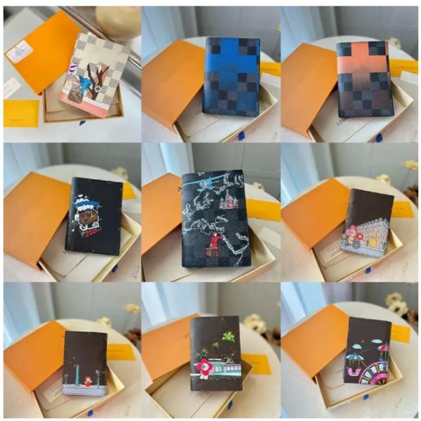 

45678218 Leather Wallet Brand Multi-Card Lattice Graffiti Cartoon Men Women Wallets Passport Clip Classic Clutch Bags Coin Purses Card Holders Card Holder, Y13