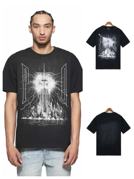 

Thunderstorm Cityscape Letter Print tee, Black