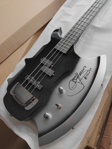 

Black-Silver Gradient Electric Bass: Personalized Signature, 3 Pickups for Versatile Tones