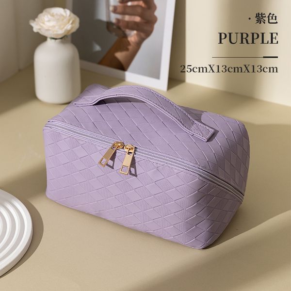 A270-Solid color simple corduroy cosmetic bag travel portable carry-on clutch bag with zipper toiletries storage bag