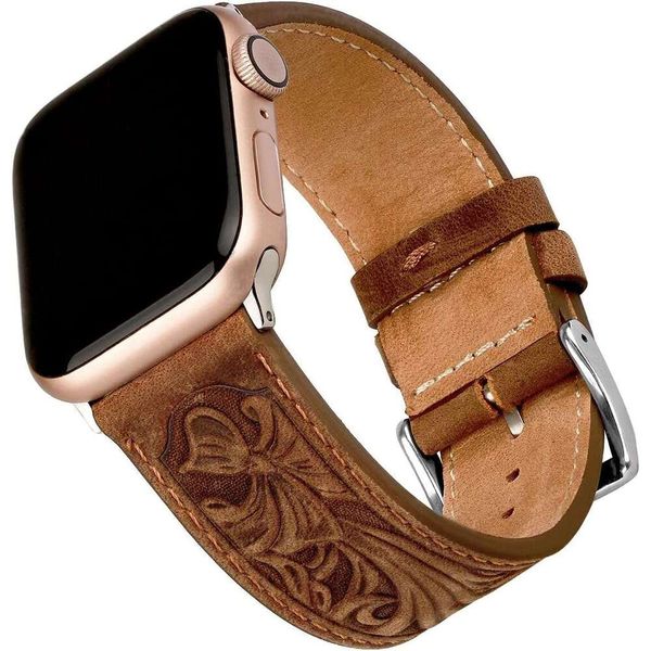 

Apple 40mm 38mm 44mm 42mm, Retro Pattern Leather Classical Replacement Smart Watch Band for iWatch Men Women Series SE 6 5 4 3 2 1