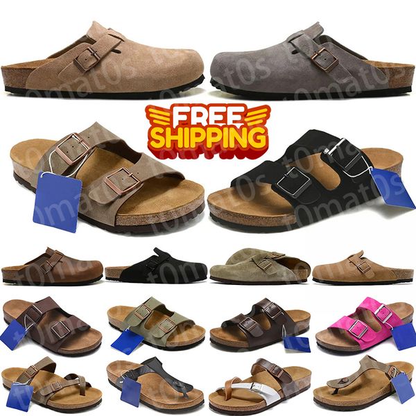 

Free Shipping Boston Clog Slippers Designer Women Men birkenstsocks Slides Shoes Buckle Clogs mens womens sliders trainers flip flops sandles sandales, Burgundy