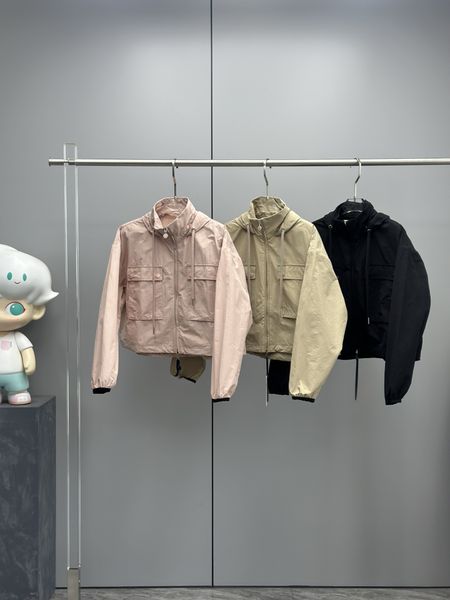 

Women's Jackets Designer M Double layered short hooded Parker trench coat jacket, Khaki