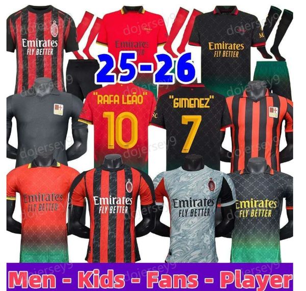 

25 26 AC Maglia MilAn GIROUD RAFA LEAO PULISIC 125 2025 2026 fans Soccer Jersey 24 25 GIMENEZ JOAO FELIX THEO Kid Kit Home Away 3Rd Football Shirts Calcio, Orange
