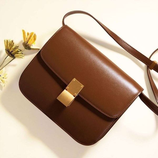 

New Women's Autumn/Winter Small Square Single Shoulder Crossbody Brown Tofu Saddle Bag, Black