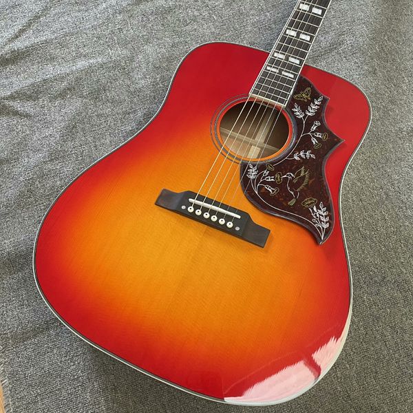 

Sunburst Acoustic Folk Guitar with Floral Pickguard & Warm Natural Tones