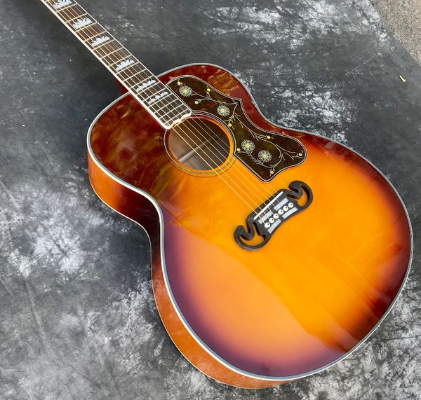 

43-Inch Sunburst Folk Guitar: Rich Red-Orange Gloss & Enhanced Acoustic Resonance