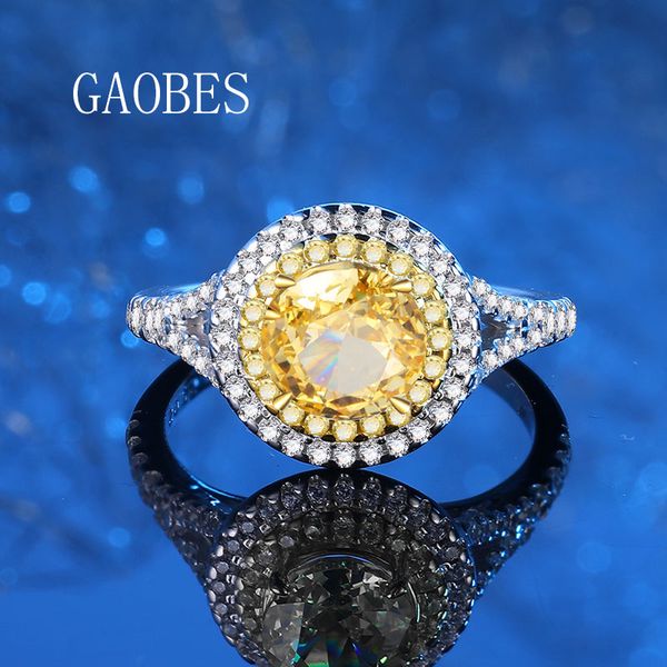 

Luxury S925 Sterling Silver Ring with Oval Gemstone and Diamond Accents - Elegant High-Carbon Diamond Engagement Ring for Women