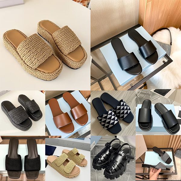 

Free shipping 2025 sandals women designer slides flat sandals slippers platform slide triangle slipper summer sandal sandles womens shoes, Grey