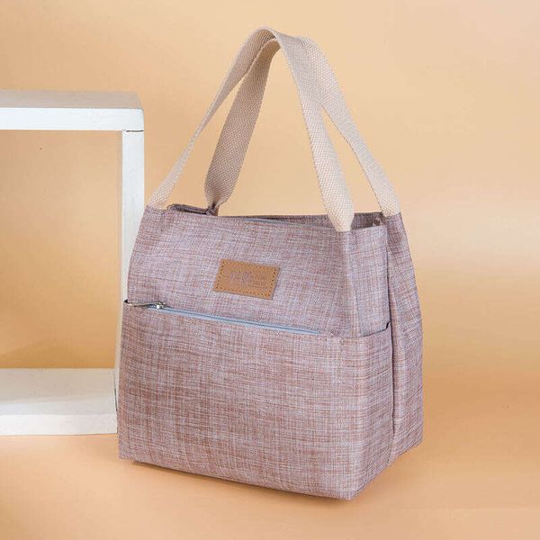 

lunch bag women's hand-held canvas environmentally friendly solid color lunch box bento makeup mommy bag work shopping cloth bag, A square standard khaki [small size]