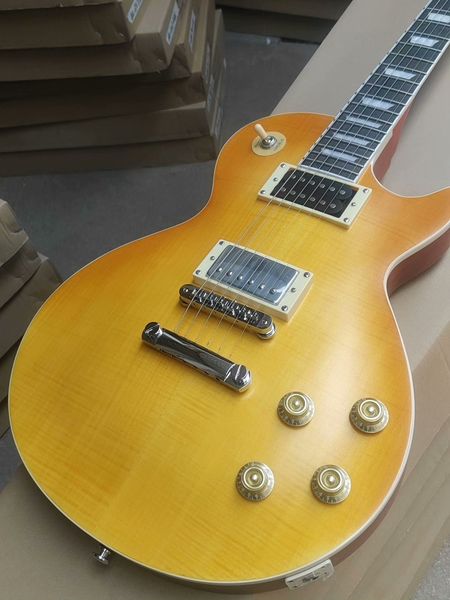 

Classic Sunburst Single-Cut Electric: Orange-to-Yellow Gradient, Cream Humbuckers, Tune-O-Matic
